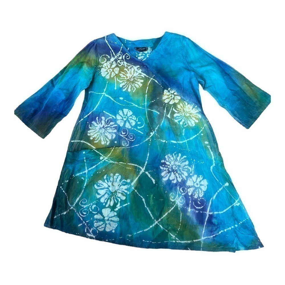 Zumi asymmetrical Tie Dye floral tunic top womens S/M